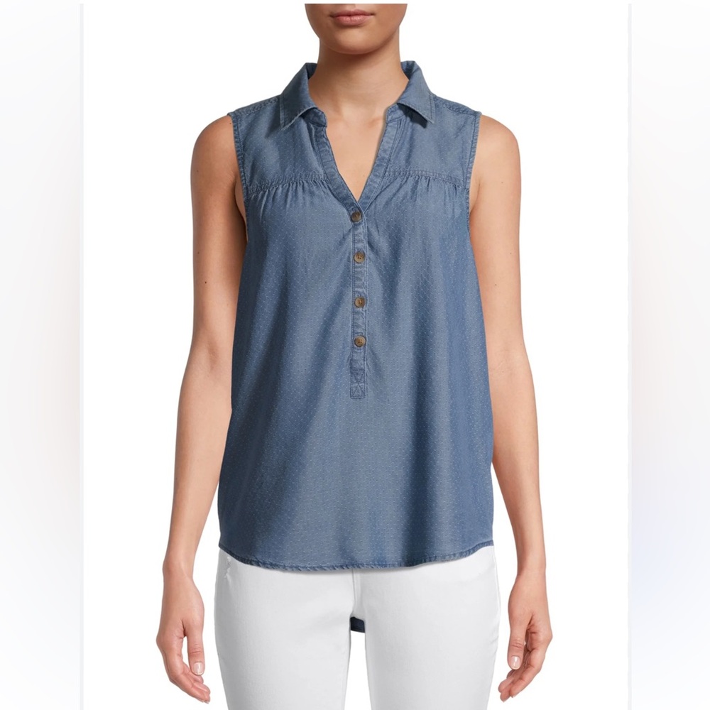 Time and Tru Chambray Top